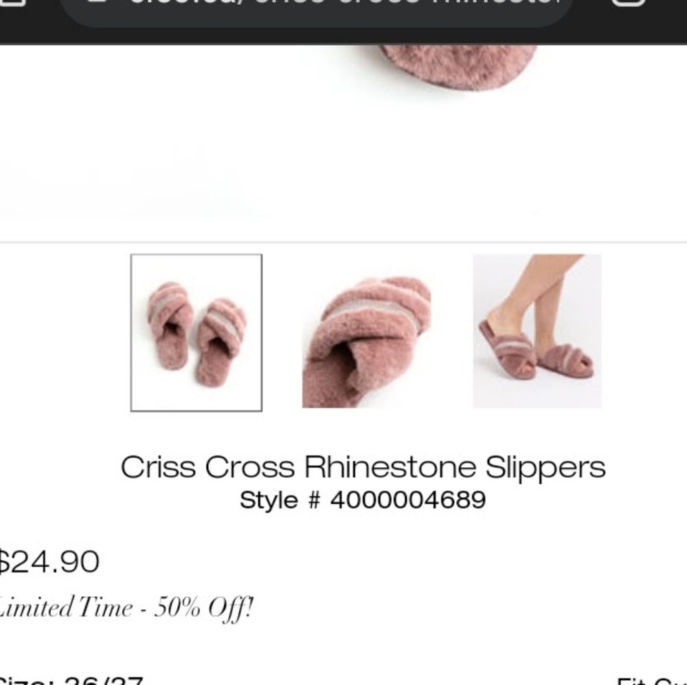 CLEO blush criss cross rhinestone House slippers, US 40/41, NEW - Picture 9 of 15